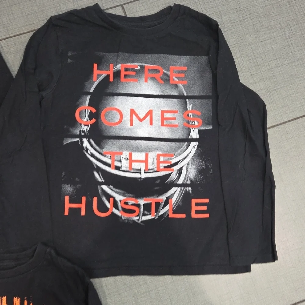 The Children's Place Black Long Sleeve Tees with Football Graphics